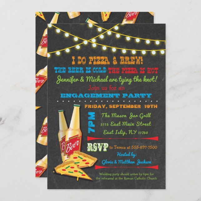 Je fais des invitations à la Pizza and Brew Engage (Devant / Derrière)