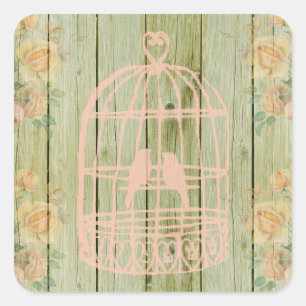 Je fais Rustic Bois Birdcage Stickers Mariage Flor