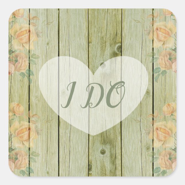 Je fais Rustic Wood Rose Stickers Mariage Floral (Devant)