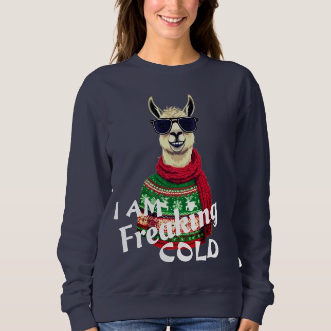 Je flippe Sweatshirt froid - Cool lama Noël (Devant)