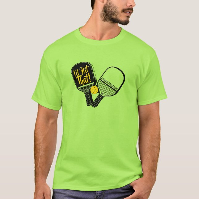 Je frapperais cette T-shirt Dueling Pickleball Pad (Devant)