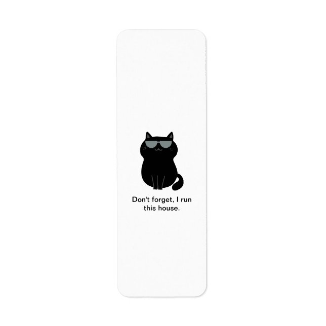 Je gère la maison - Joli Chat - Étiquette d'adress (Devant)