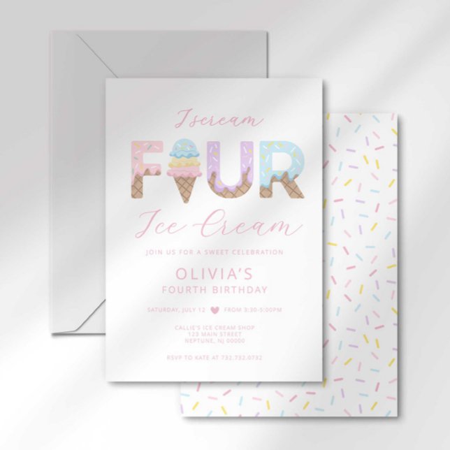 Je hurle Four Ice Cream Invitation fête d'annivers (Créateur téléchargé)