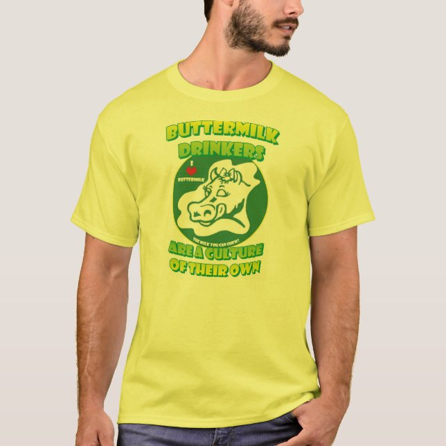 "Je le T-shirt des hommes aime babeurre", jaune (Devant)
