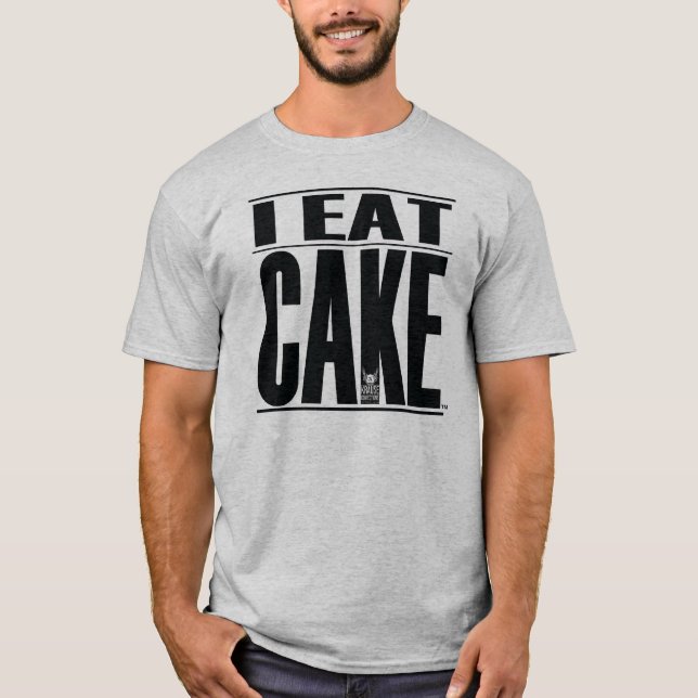JE MANGE le gris de T-shirt de GÂTEAU des (Devant)
