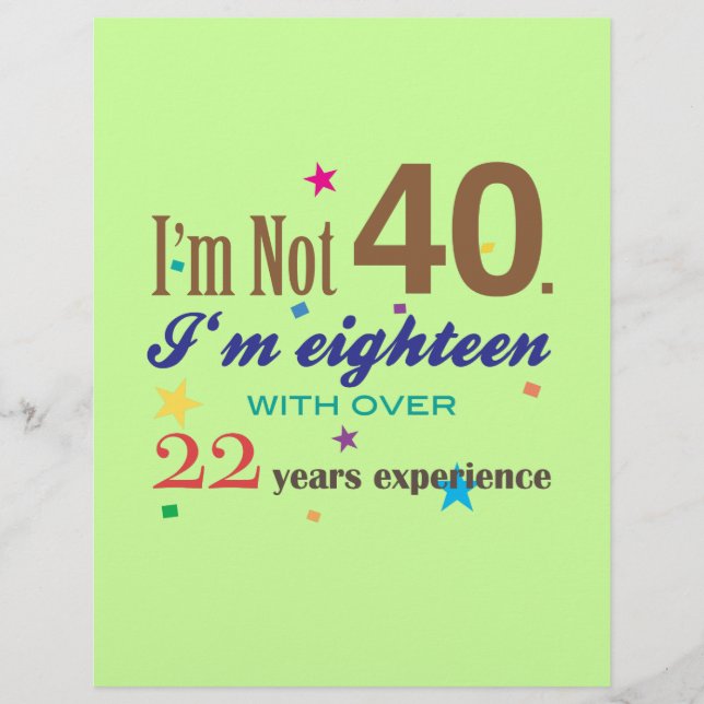 Je ne suis pas 40 - Drôle cadeau d'anniversaire (Devant)