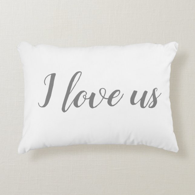 "Je nous aime" sur Coussin blanc & gris (Devant)