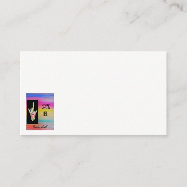 Je parle le carte de visite d'ASL (Devant)