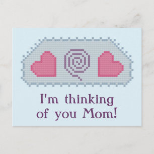 Je pense à toi maman ! Carte postale Coeur Spiral