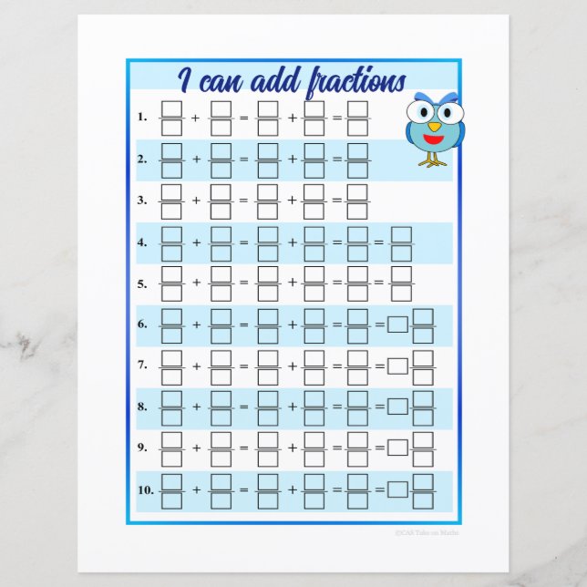 Je peux ajouter et soustraire des fractions Modèle (Devant)