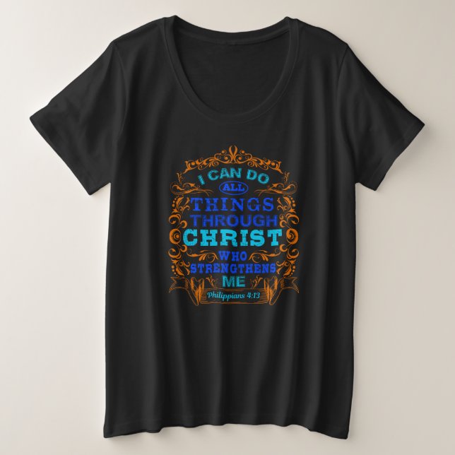 Je Peux Faire Tout Par Le Christ Orange Bleu (Design devant)