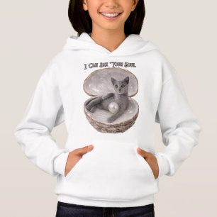 Je peux voir votre âme drôle design de chat bleu r