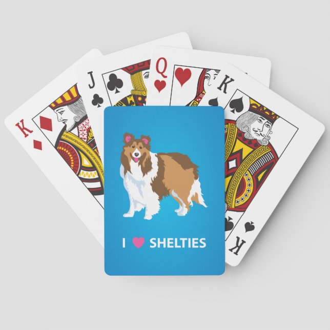 "Je plate-forme aime Shelties" des cartes de jeu (dos)