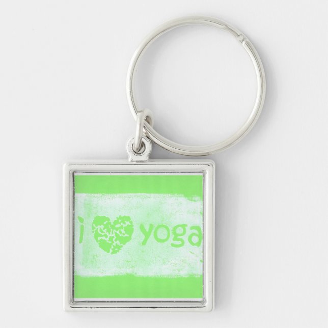 "je porte-clés de yoga de coeur" en vert (Devant)