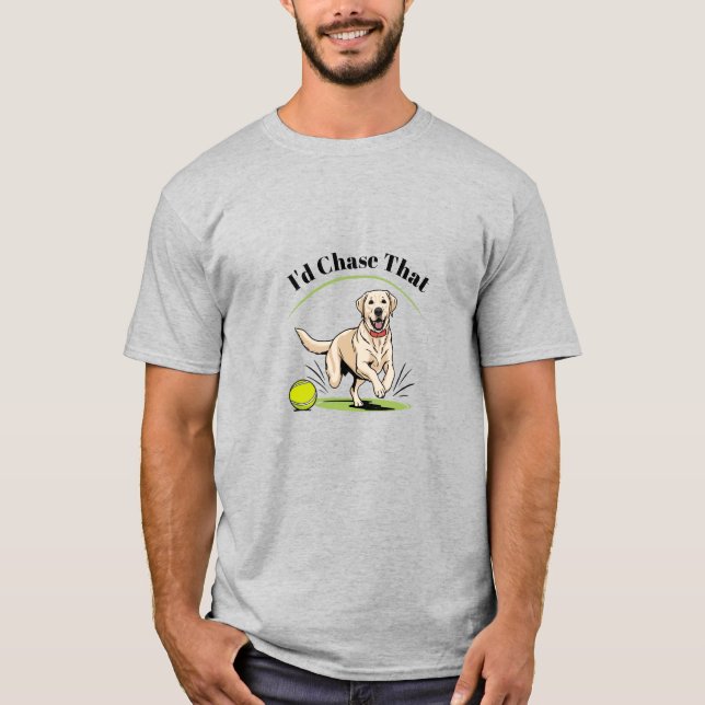 Je pourchasse ça" T-shirt Labrador Retriever (Devant)