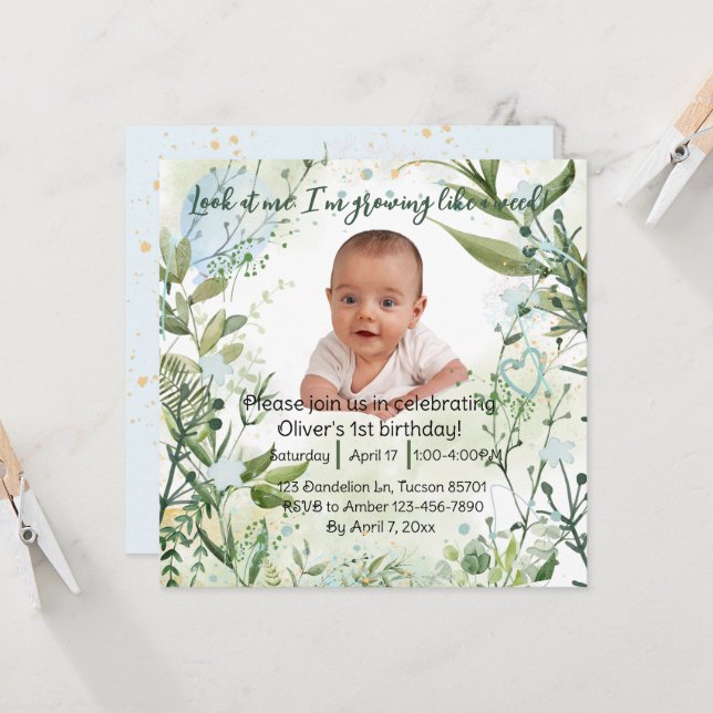 Je pousse comme une mauvaise herbe, un garçon de 1 (Devant/Arrière en situation)