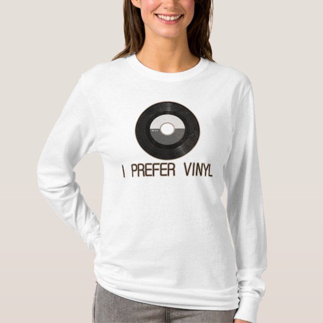 Je préfère le T-shirt de vinyle - customisé (Devant)
