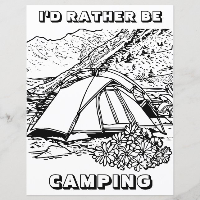 Je Préférerais Camping Carte de Coloriage Thématiq (Dos)