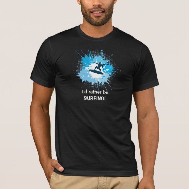 Je préférerais faire du surf ! T-shirt (noir) (Devant)