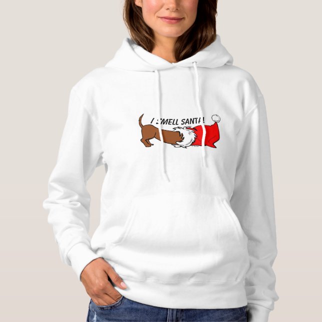 Je Sens Père Noël ! Dachshund Sweat - shirt à capu (Devant)