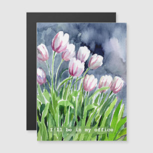 Je serai dans mon bureau Tulipes aquarelle