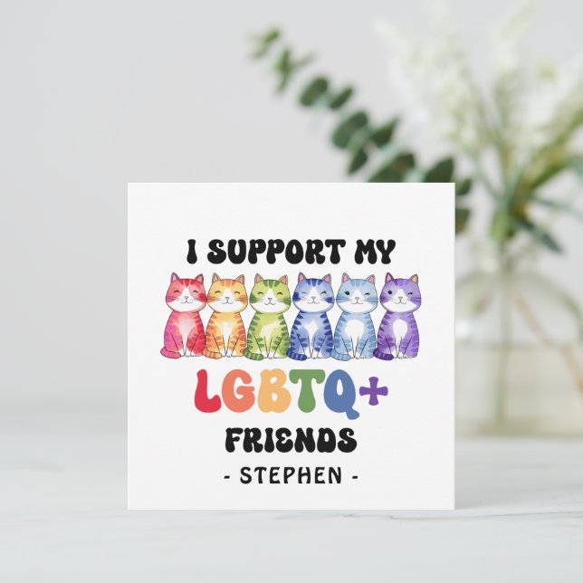 Je soutiens mes amis LGBTQ - Rainbow Cat Pride (Debout devant)