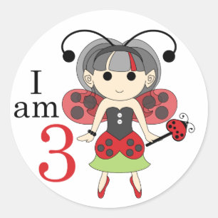 Je suis 3 Stickers Ladybug Fairy 3e Birthday Circl