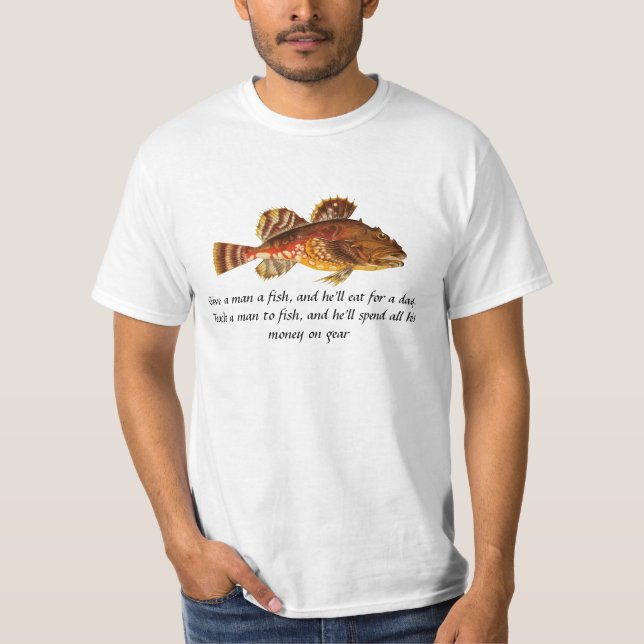 Je suis accro : T-shirt avec un poisson et un jeu  (Devant)