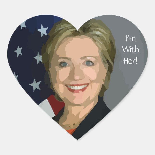 Je suis avec ses stickers Hillary en forme de coeu (Devant)