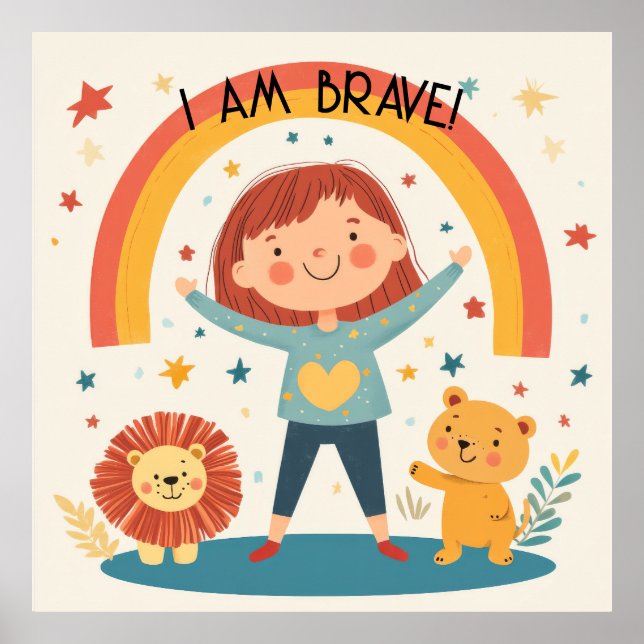 Je Suis Courageux - Poster d'Affirmation Enfants (Devant)