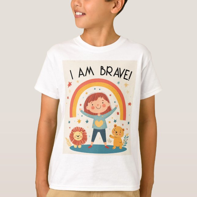 Je Suis Courageux - T-shirt Affirmation Enfants (Devant)