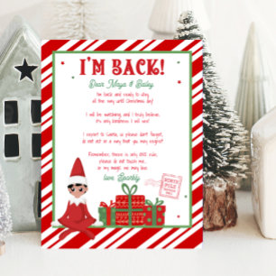 Je suis de retour Elfe de Noël Bonjour Lettre Elfe