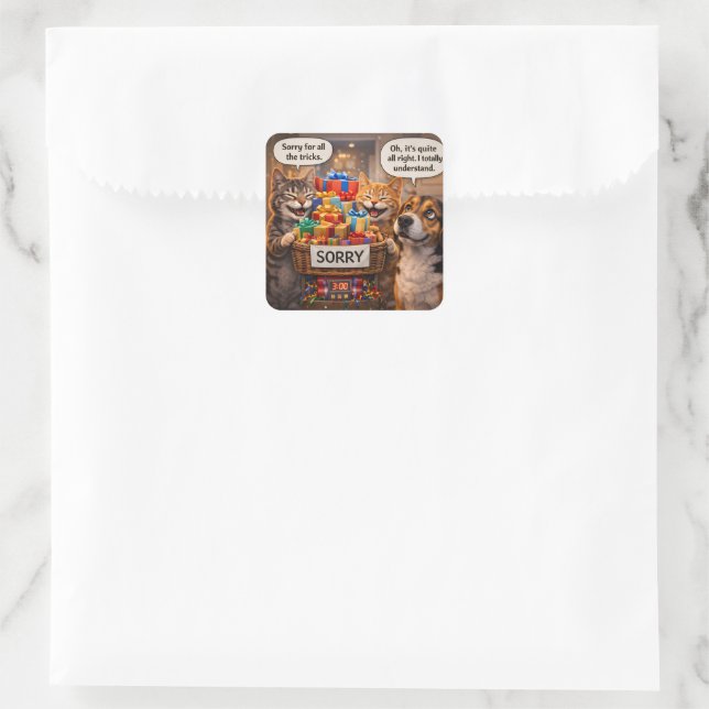 Je suis désolé, autocollants de chat mignon envelo (Sac)