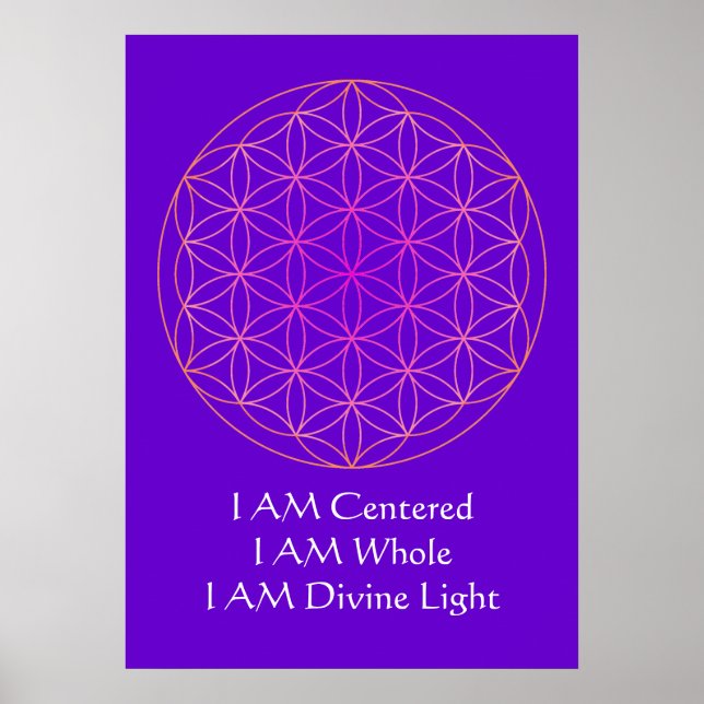 Je suis Flower of Life Méditation Poster (Devant)
