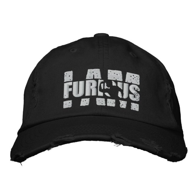 JE SUIS FURIEUX logo blanc Casquette en détresse (Devant)