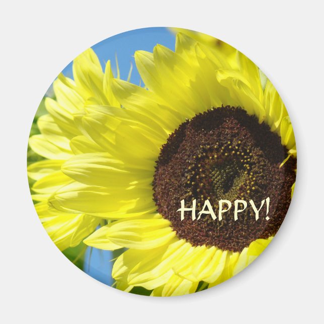 JE SUIS HEUREUX ! Fleurs Jaunes magnets (Devant)