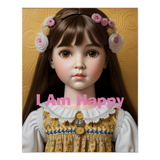 Je Suis Heureux Poster D'Affirmation De Poupée (Devant)
