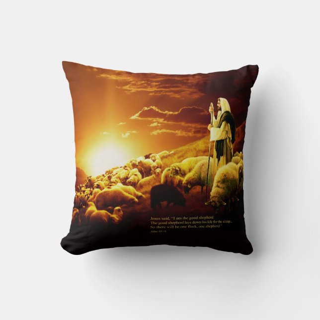 "Je suis le bon berger. John 10:11 Coussin (Recto)