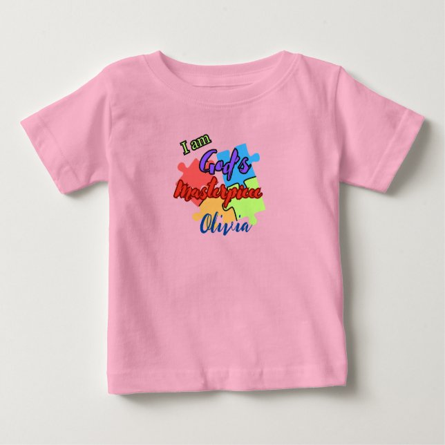 Je suis le chef-d'oeuvre de Dieu, t-shirt bébé per (Devant)