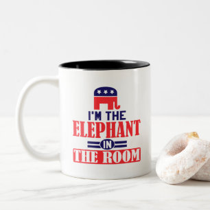 Je suis l'éléphant dans la tasse à café à deux ton