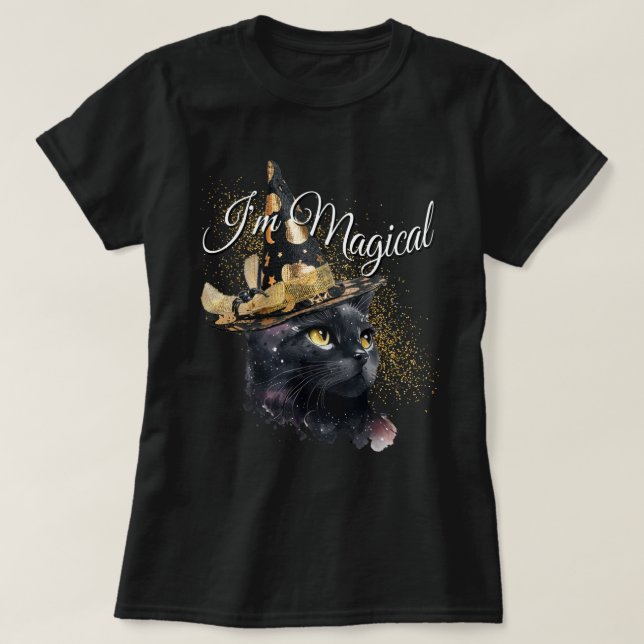 Je suis Magical Black Cat Ladies Halloween T-Shirt (Design devant)