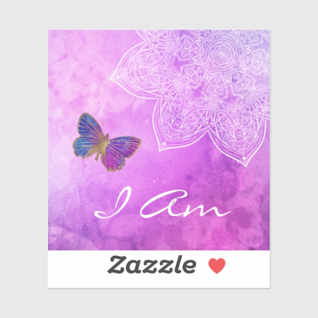 *~* Je suis Mandala Meditation Sticker Papillon (Feuille)
