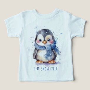Je suis Neige Mignonne Aquarelle hiver Pingouin de