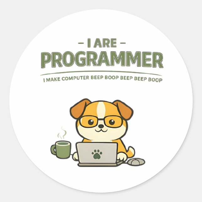 Je Suis Programmeur Drôle Autocollant Rond Classiq (Devant)