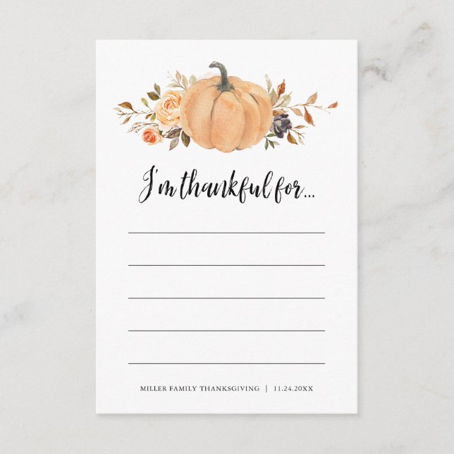 Je suis reconnaissant pour la carte de gratitude (Devant)