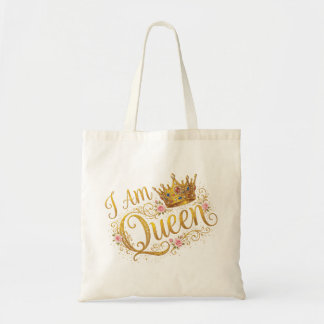 Je Suis Reine Couronne Dorée Design Floral | Sacs