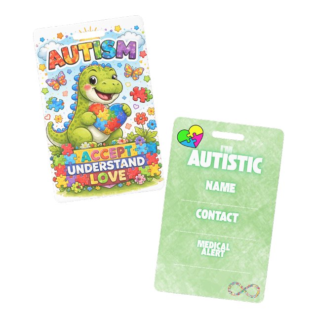 Je suis un badge de carte d'identité d'alerte auti (I'm Autistic Alert ID Contact Badge
)