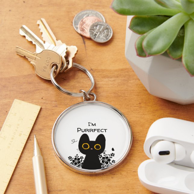 Je suis un porte-clés chat noir mignon parfait (Bureau)