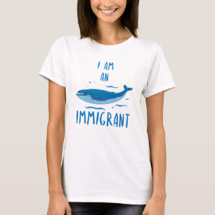 Je suis un T-shirt drôle immigré de baleine bleu