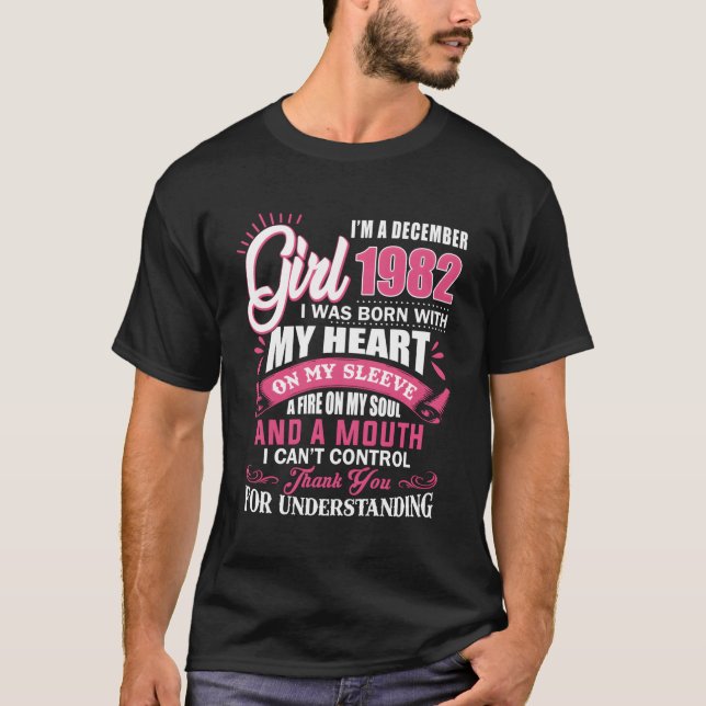Je Suis Une Décembre Fille 1982 Tshirt 38 Ans 38E (Devant)